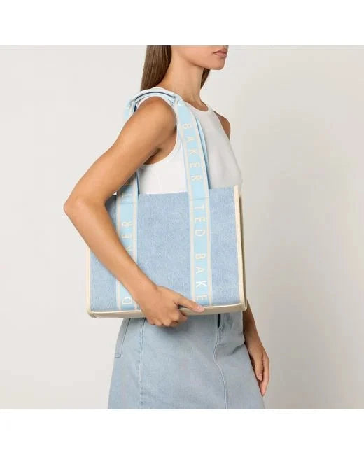 Women's Jeanee-Webbing Medium Denim Tote Bag Lt-Blue Ted Baker South Africa