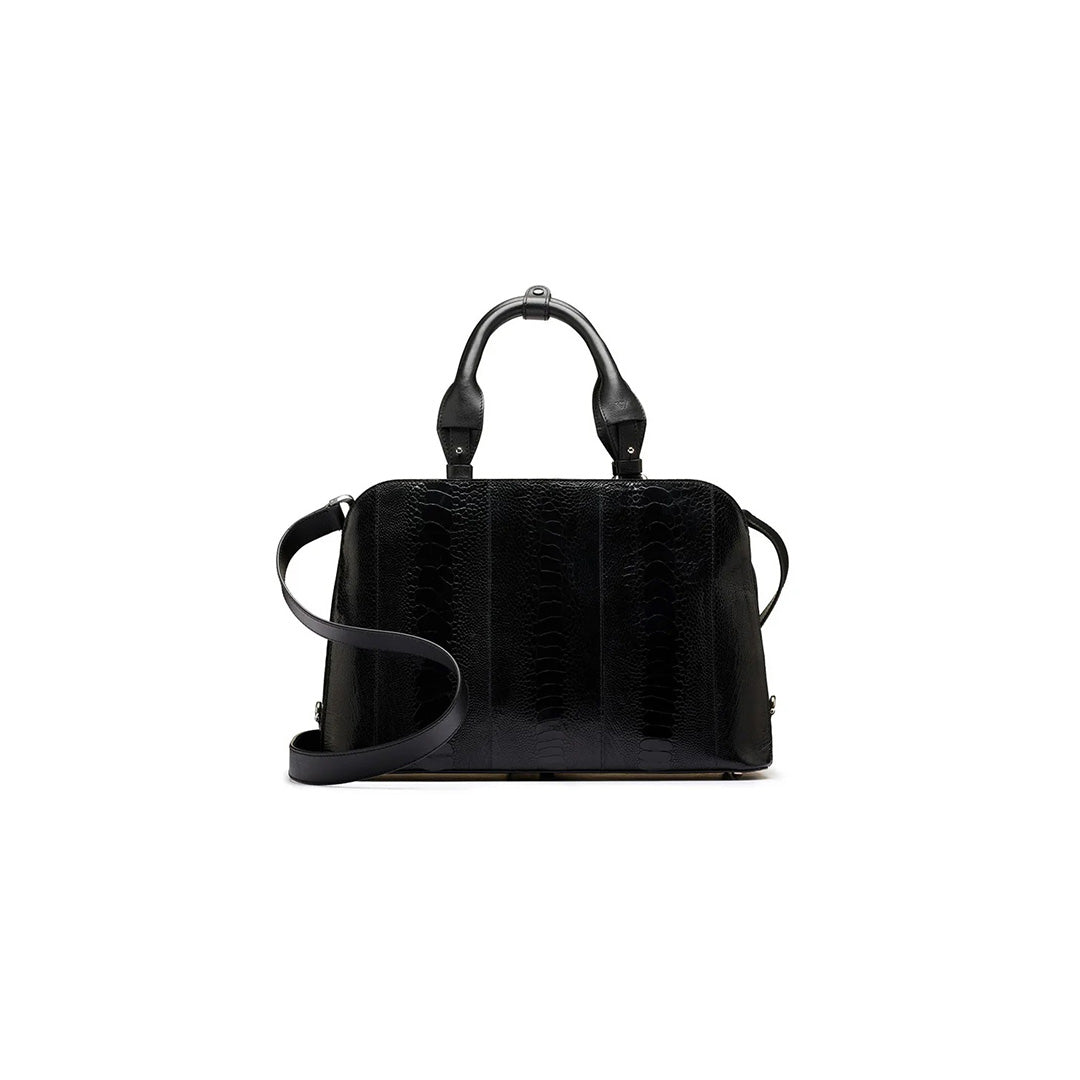 Black Lexington Ostrich Leg Leather Business Bag Bellabags Bellabags