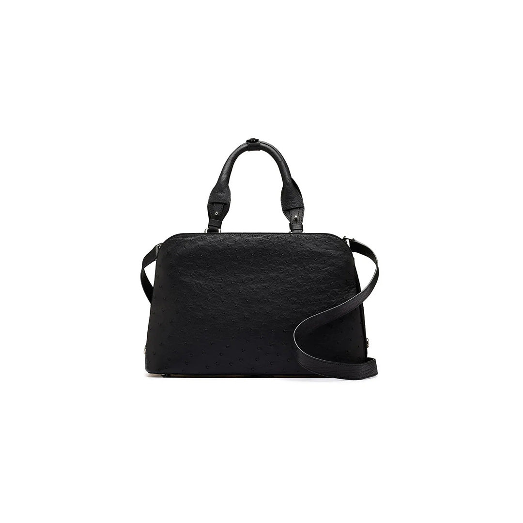 Black Lexington Ostrich Quill Leather Business Bag Bellabags Bellabags