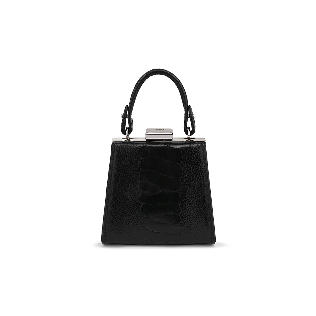 Black Vegas Ostrich Leg Leather Micro Bag Bellabags Bellabags
