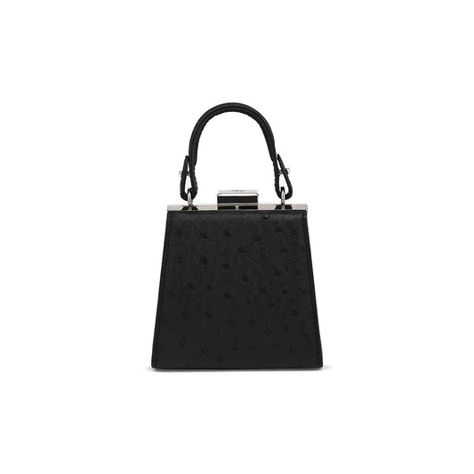 Black Vegas Ostrich Quill Leather Micro Bag Bellabags Bellabags