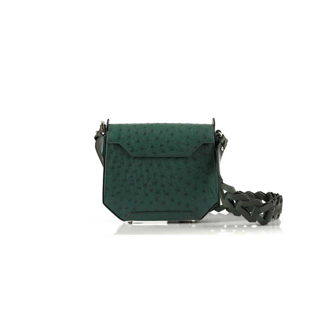 Green Lia Ostrich Leather Shoulder Bag Bellabags Bellabags