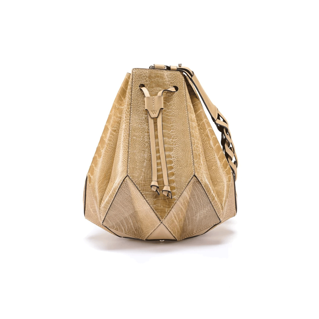 Nude Venus Ostrich Leather Bucket Bag Bellabags Bellabags