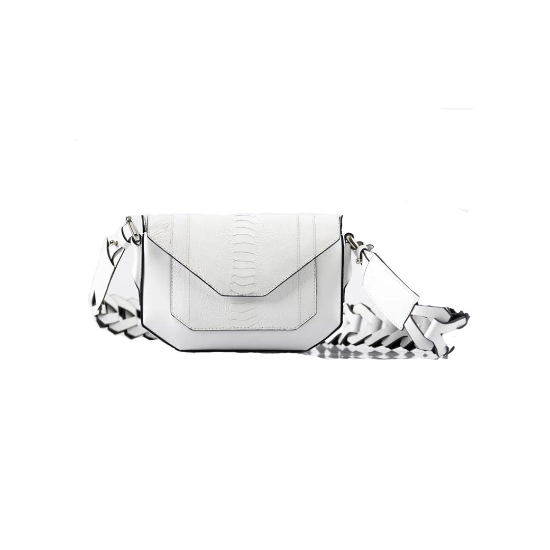 White Lee Ostrich Leather Shoulder Bag Bellabags Bellabags