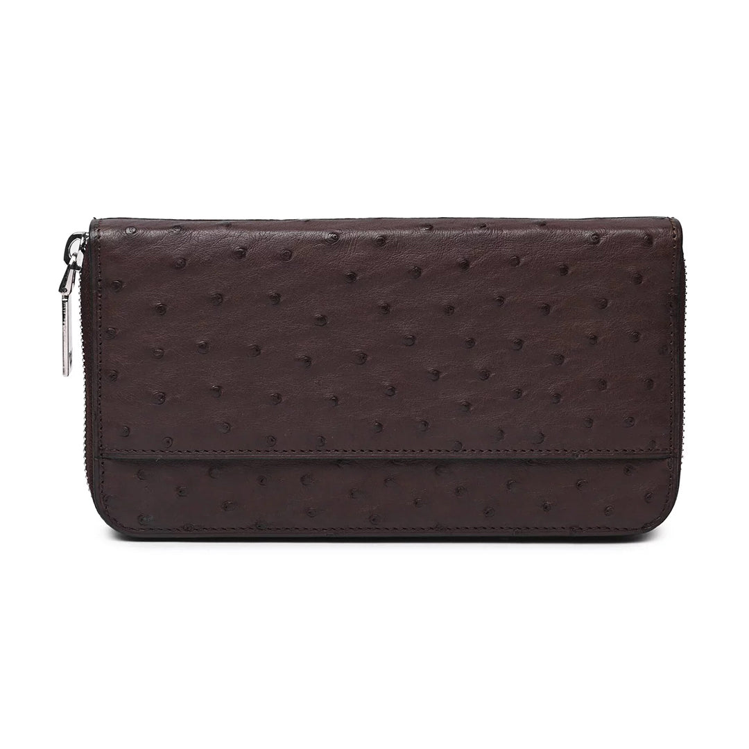 Dark Brown Virginia Ostrich Leather Purse Bellabags Bellabags