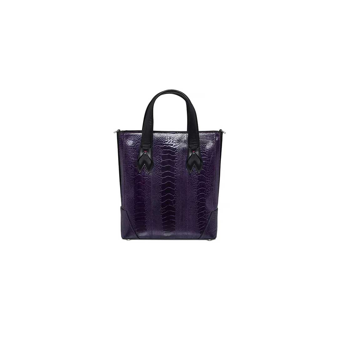 Purple Lola Ostrich Leather Top Handle Bag Bellabags Bellabags