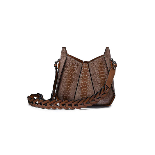 Dark Brown Lucia Ostrich Leather Shoulder Bag Bellabags Bellabags